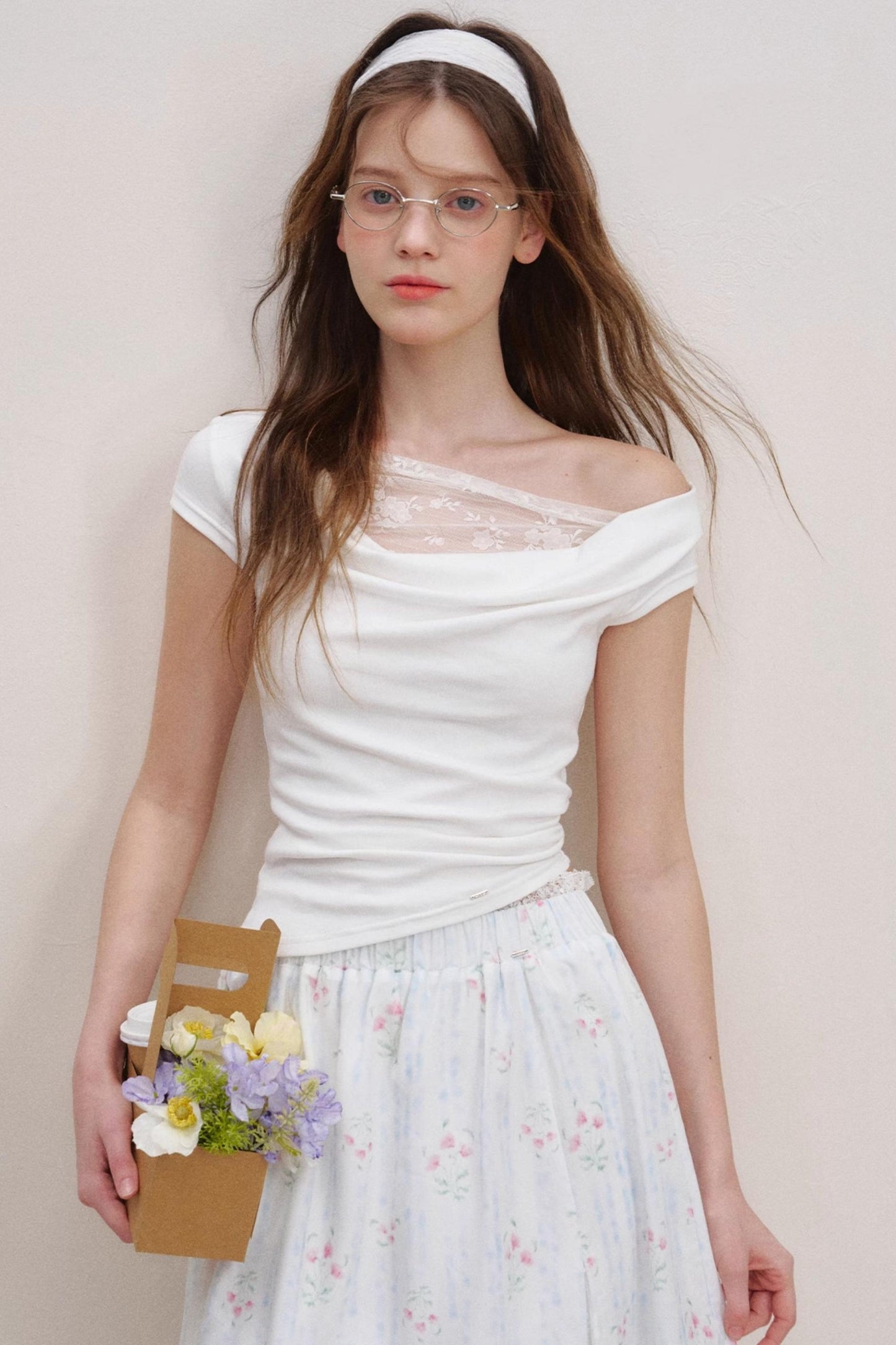 Asymmetric Lace Petal Tee