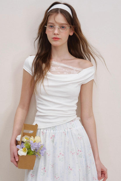 Asymmetric Lace Petal Tee