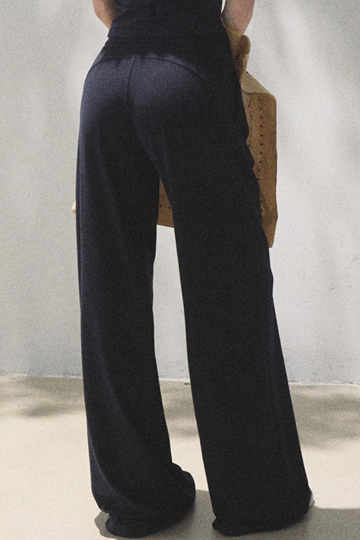 Lace-Up Top & Wide Leg Pants Set-Up