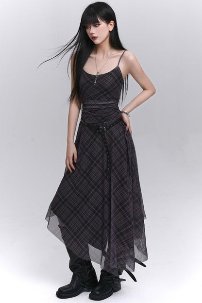 Unique Plaid Halter Dress