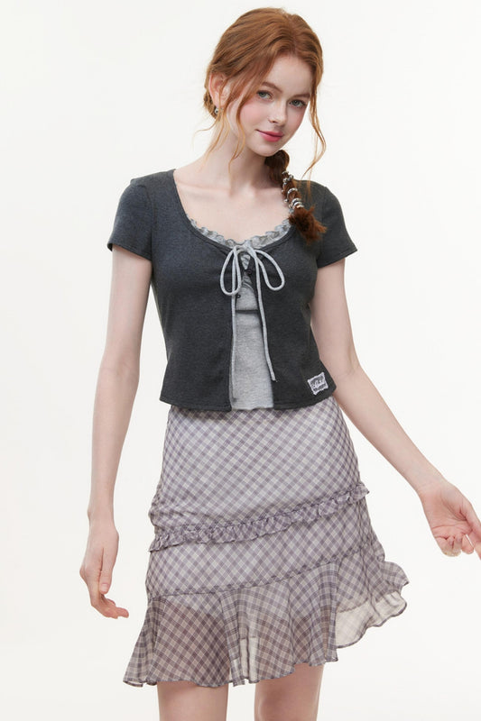 Color Block Knit V-Neck Top