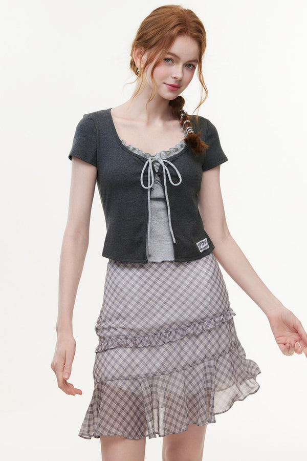 Color Block Knit V-Neck Top