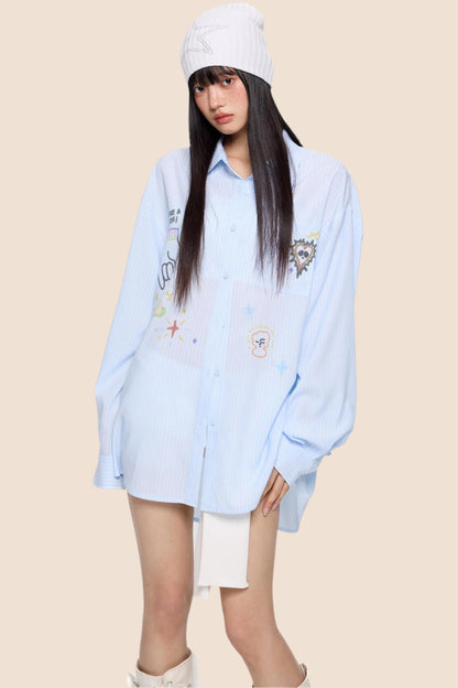 Striped Sunscreen Long Sleeve Shirt