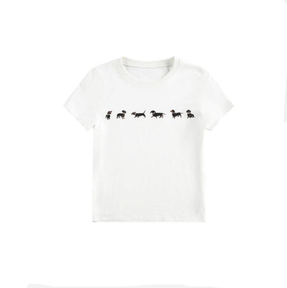 Cute Puppy Print Short Sleeve T-shirt