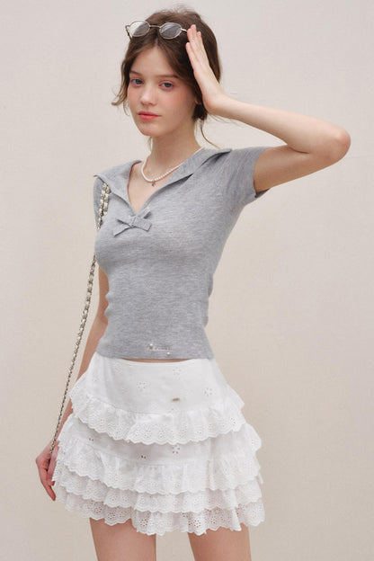 Mulberry Silk Bow Knit Top