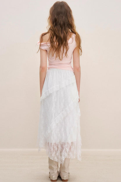 Asymmetric Lace Petal Tee