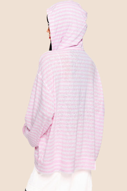 Pink Striped Summer Coverall Jacket