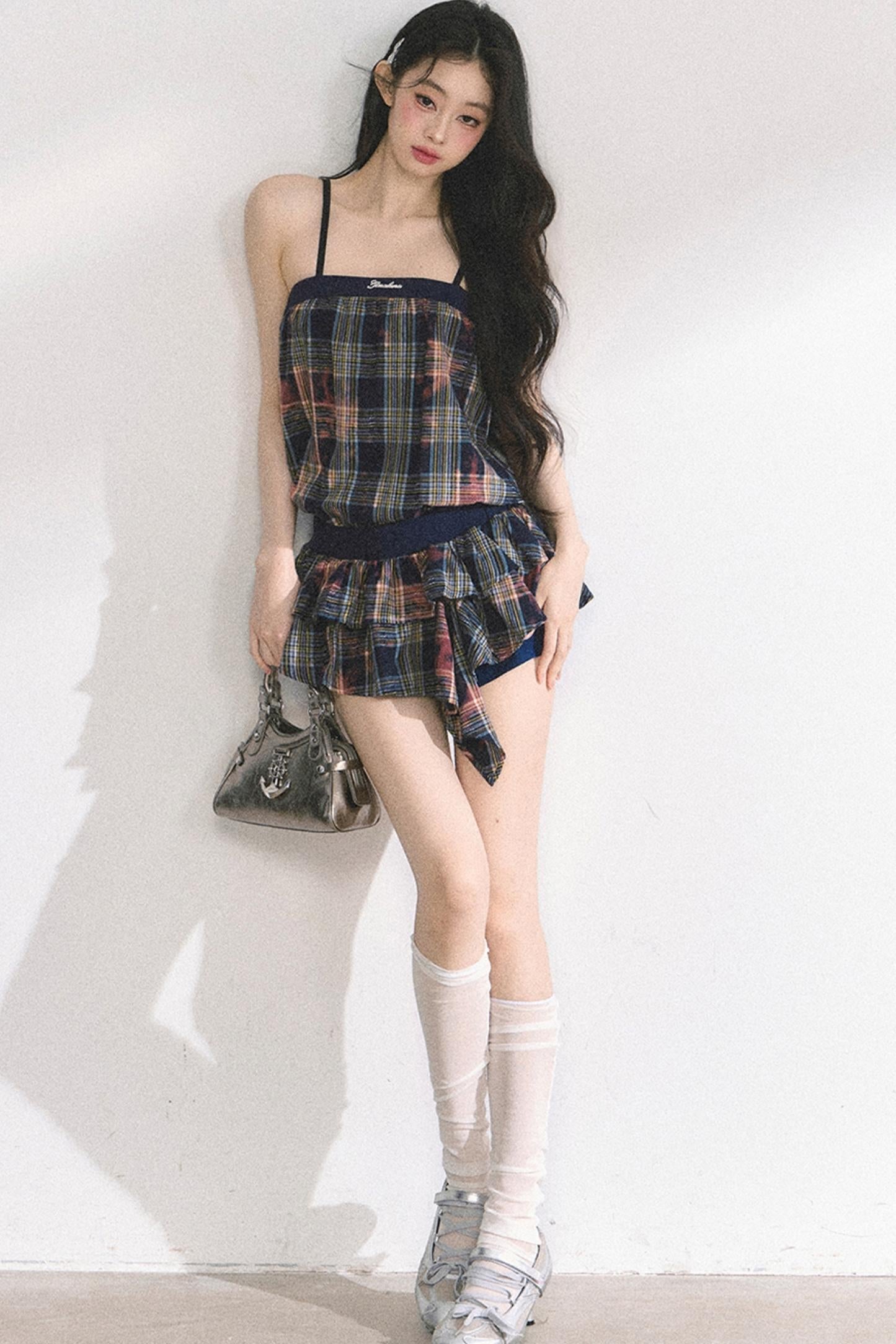 Summer Plaid Halter Dress