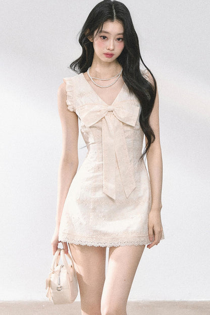 French V-Neck Lace Dress