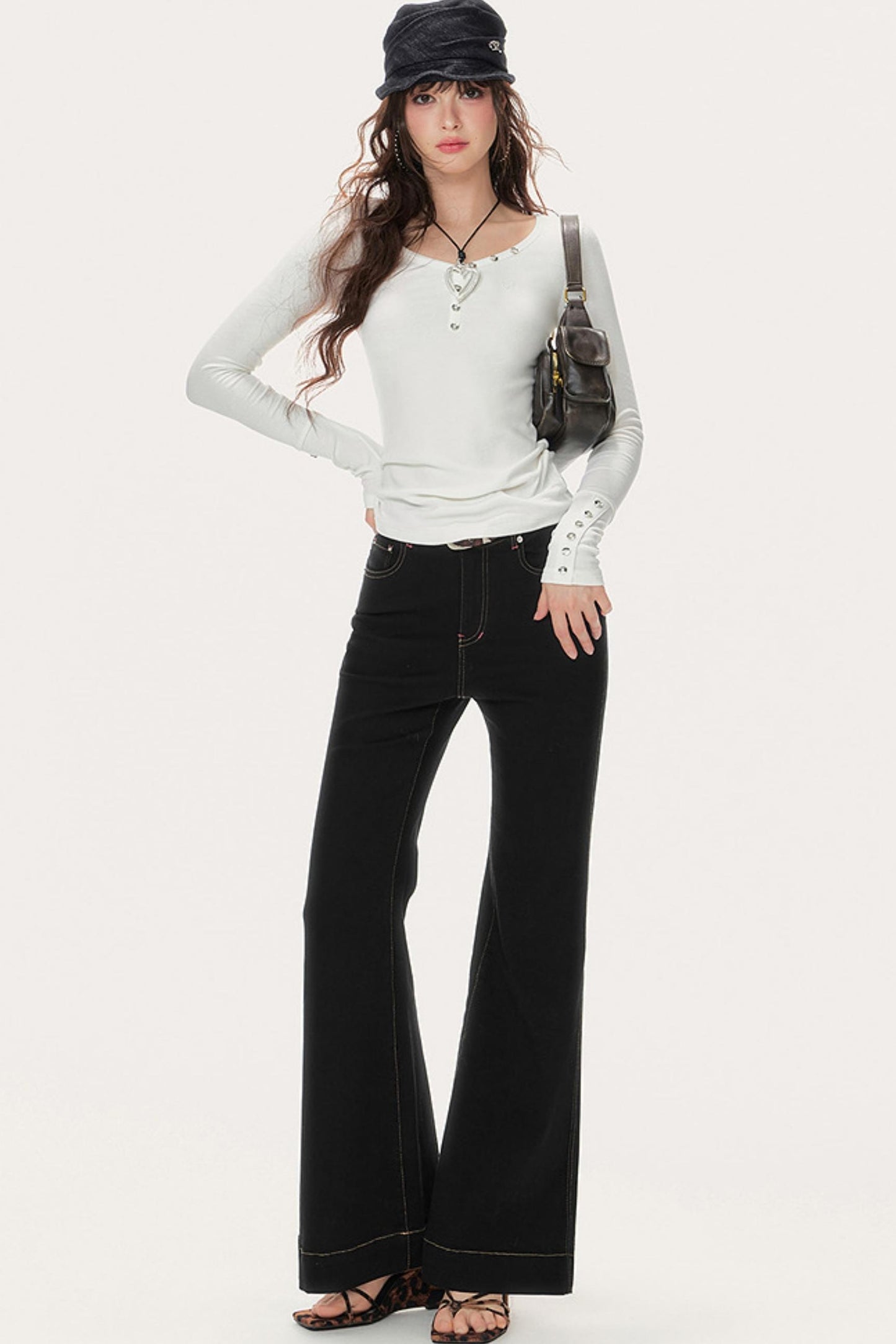 Slim Fit High-Waisted Bootcut Jeans