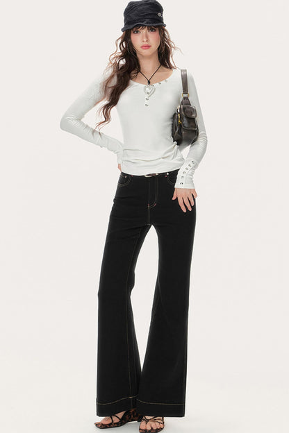 Slim Fit High-Waisted Bootcut Jeans