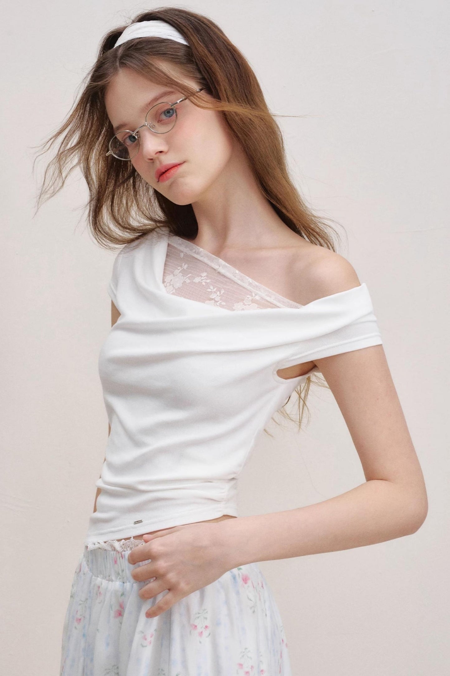 Asymmetric Lace Petal Tee