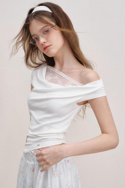 Asymmetric Lace Petal Tee