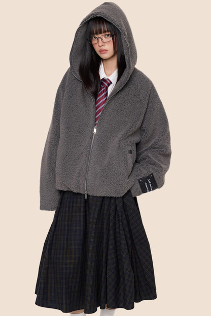 Lazy Retro Hooded Cardigan Jacket