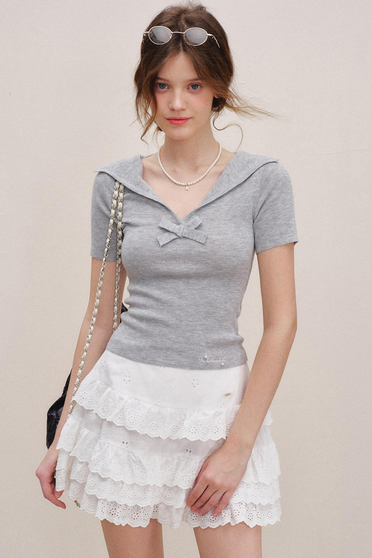 Mulberry Silk Bow Knit Top