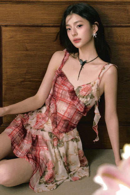 Floral Ruffle Halter Dress