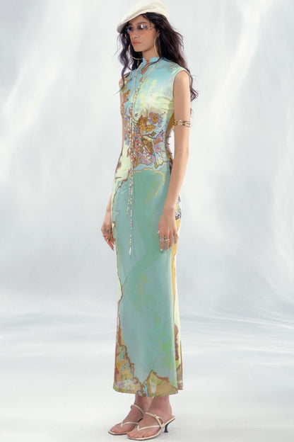 Tri-Color Chinoiserie Dress