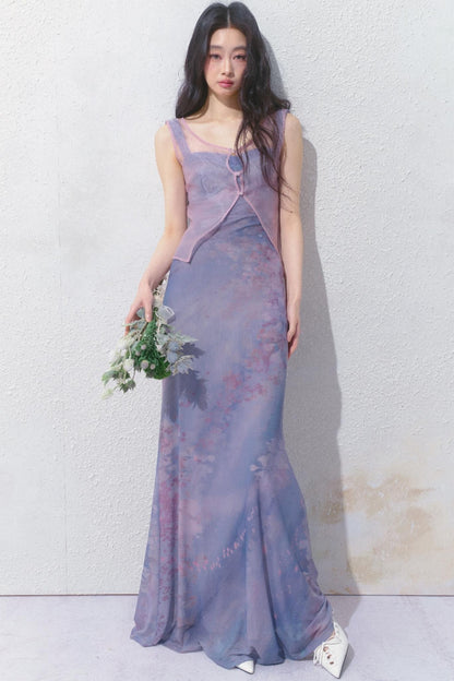 Purple Pleated Summer Dress