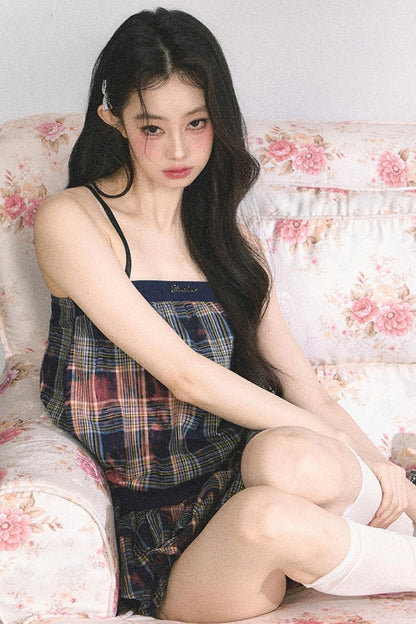 Summer Plaid Halter Dress