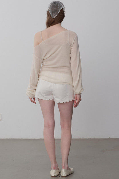 White Tea Chiffon Knit Top