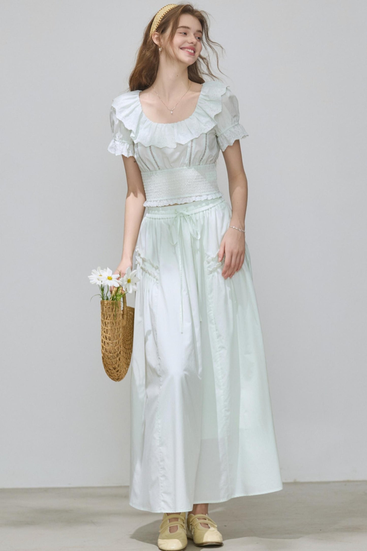 Puff Sleeve Top Skirt Set-Up