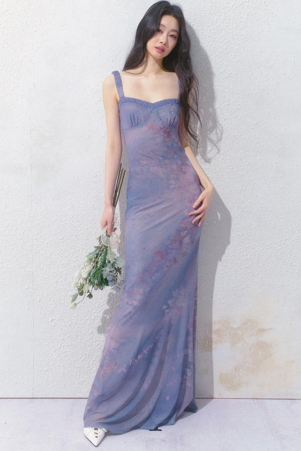 Purple Pleated Summer Dress