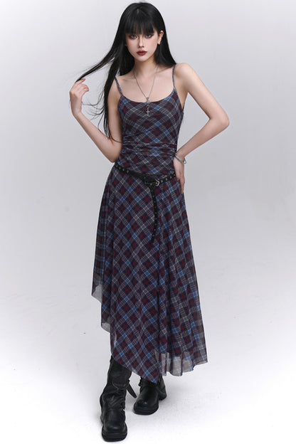 Unique Plaid Halter Dress