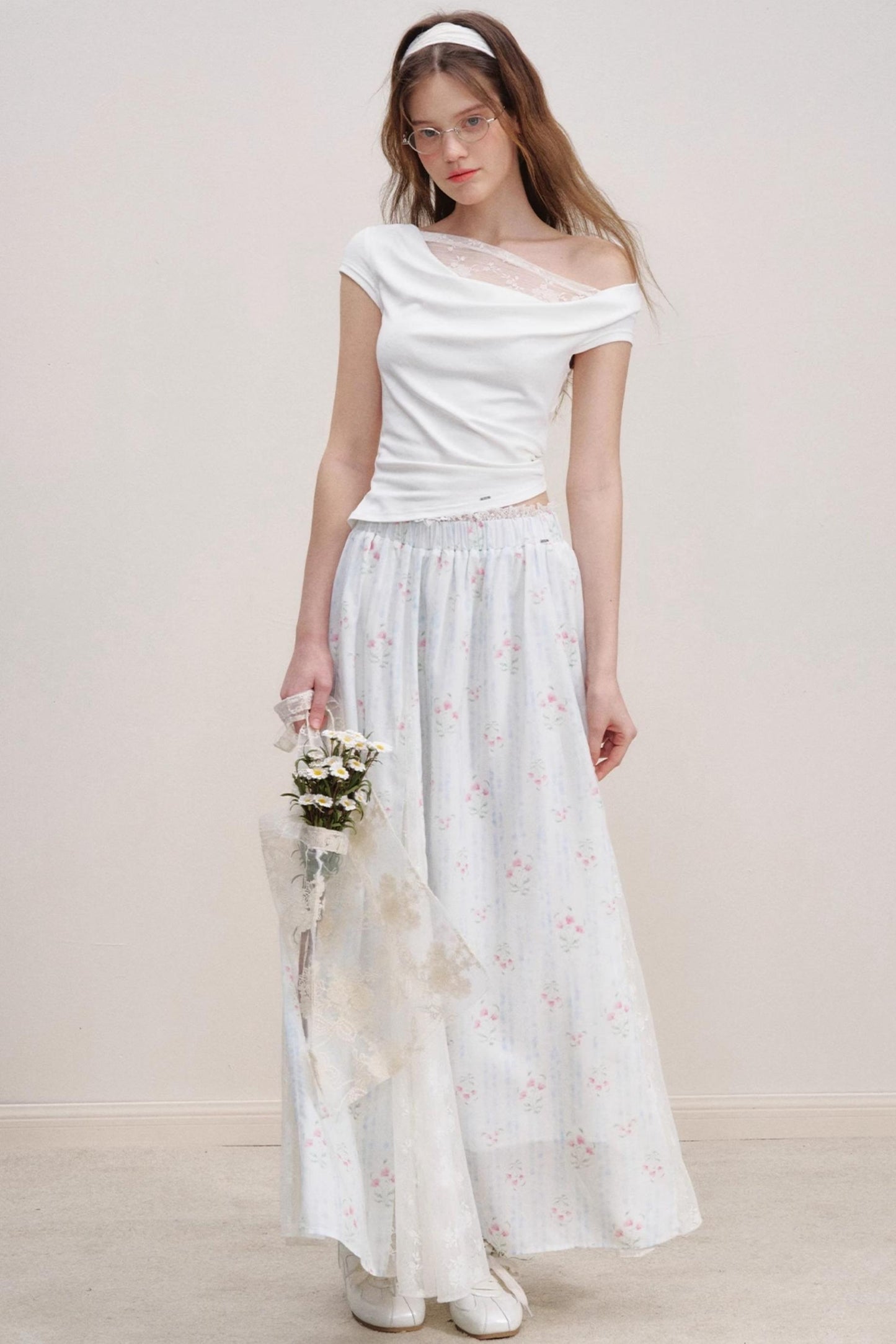 Asymmetric Lace Petal Tee
