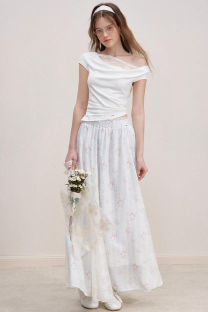 Asymmetric Lace Petal Tee