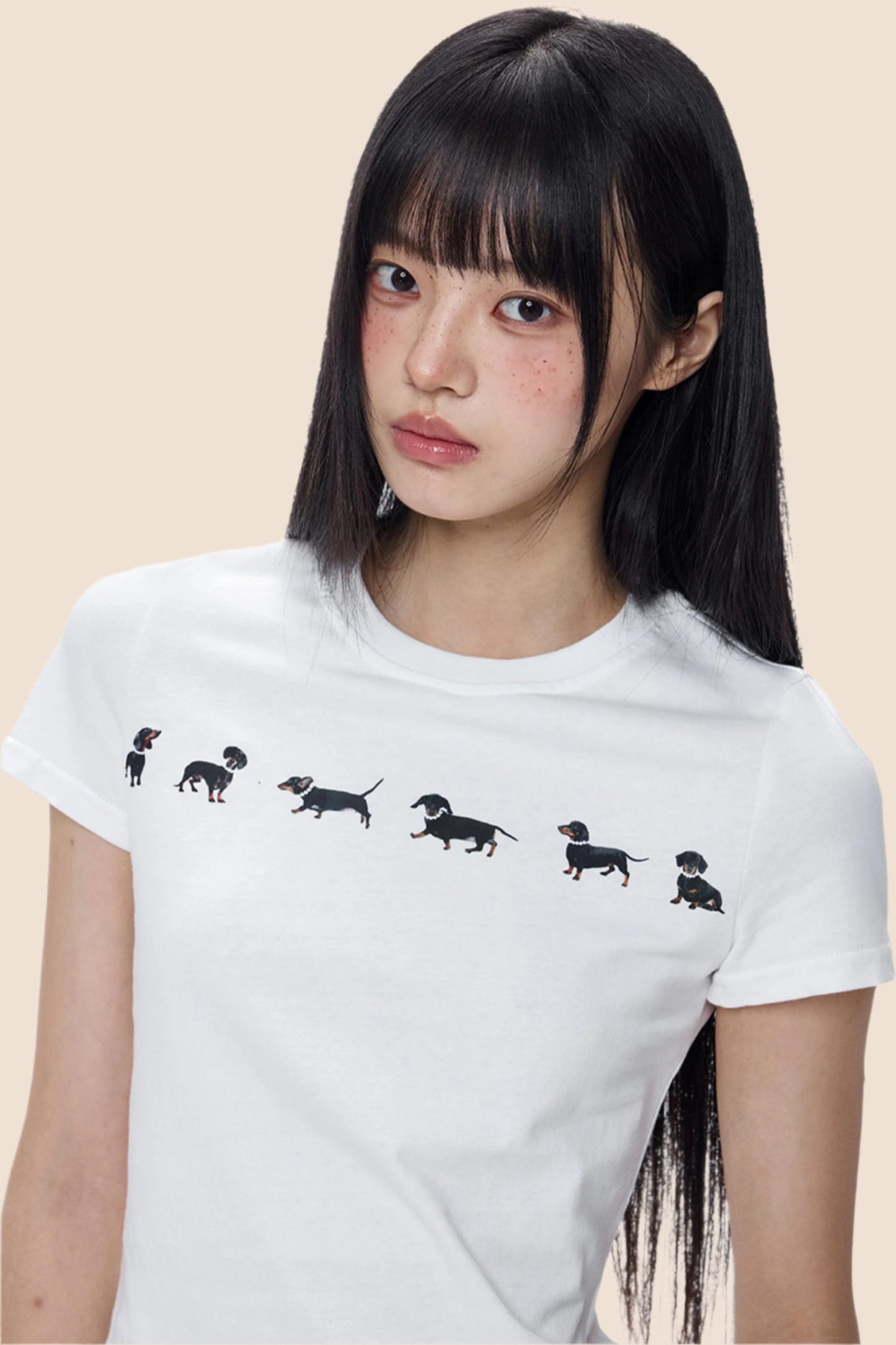 Cute Puppy Print Short Sleeve T-shirt