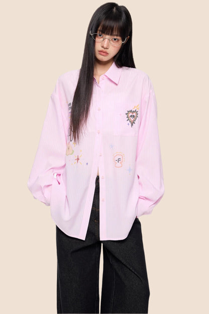 Striped Sunscreen Long Sleeve Shirt