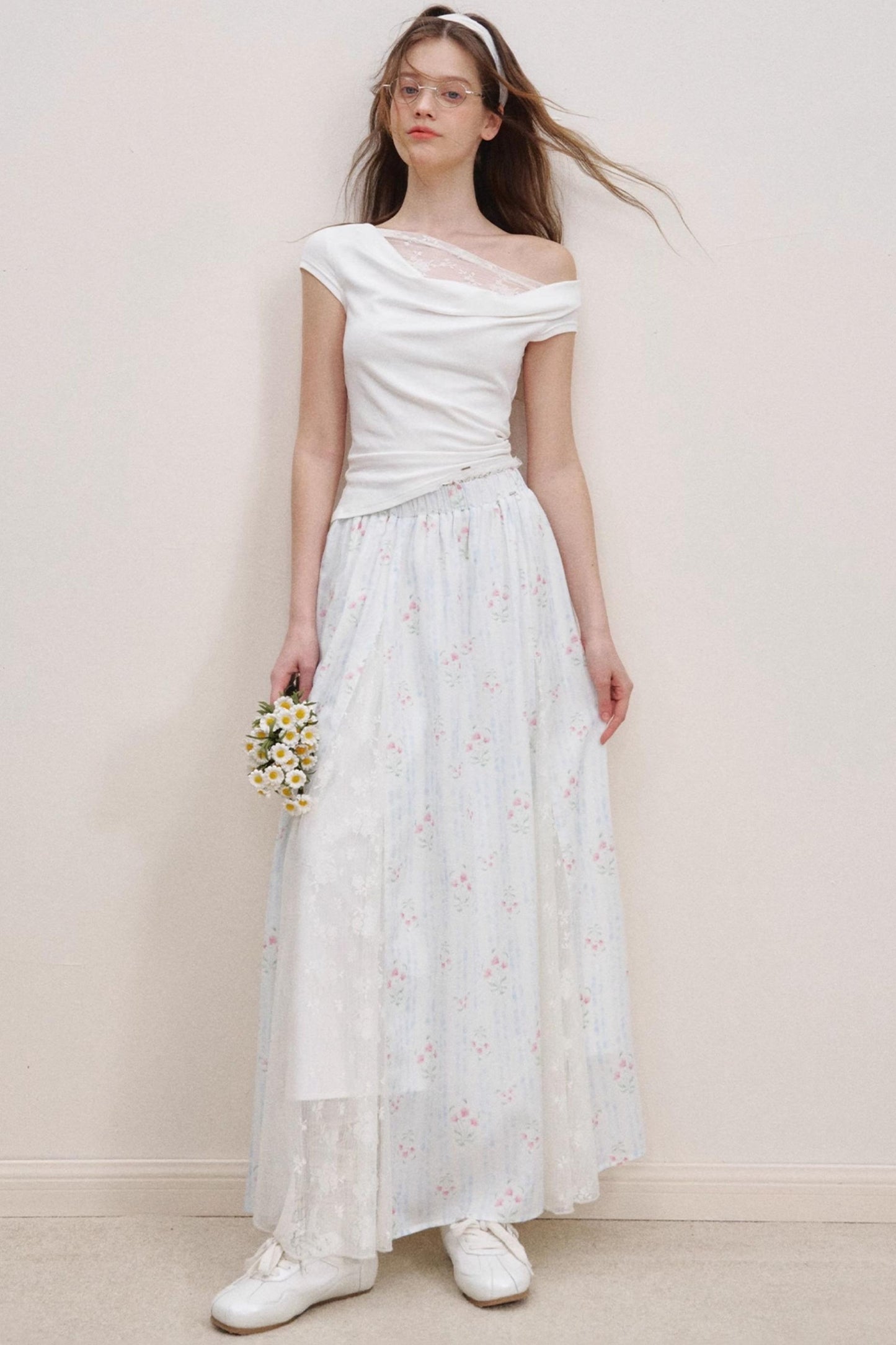 Asymmetric Lace Petal Tee