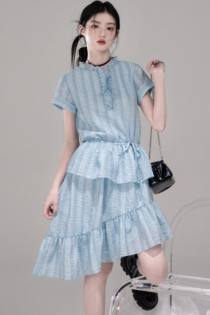 Asymmetric Ruffle A-Line Dress