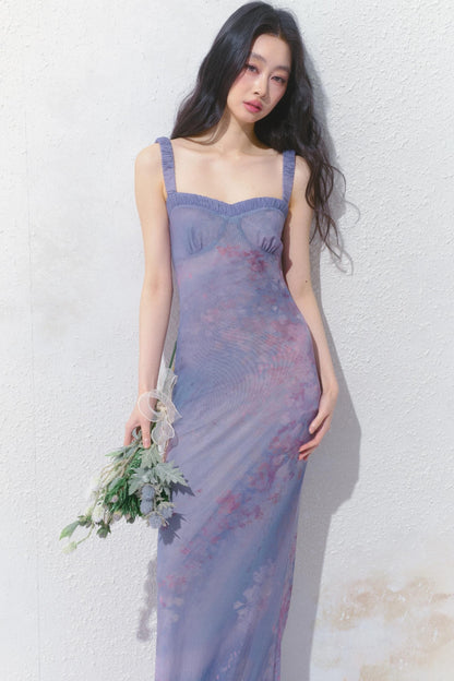 Purple Pleated Summer Dress