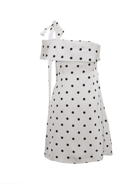 Summer Polka Dot Satin Halter Dress