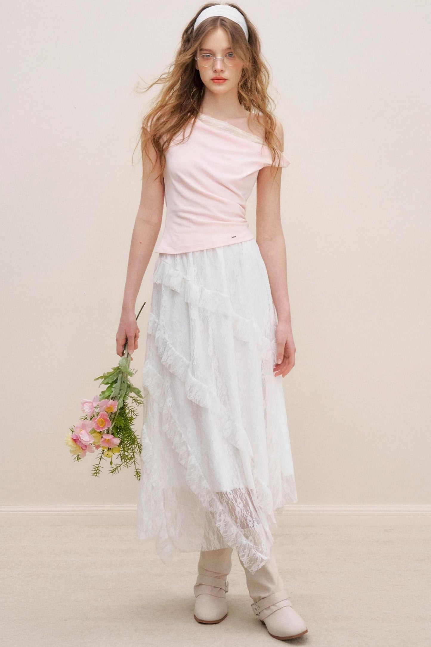 Asymmetric Lace Petal Tee