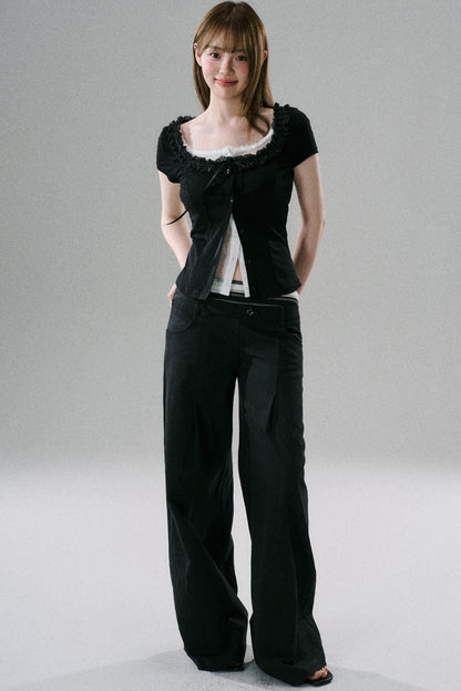 Fake Two-Piece Lace Slim Top