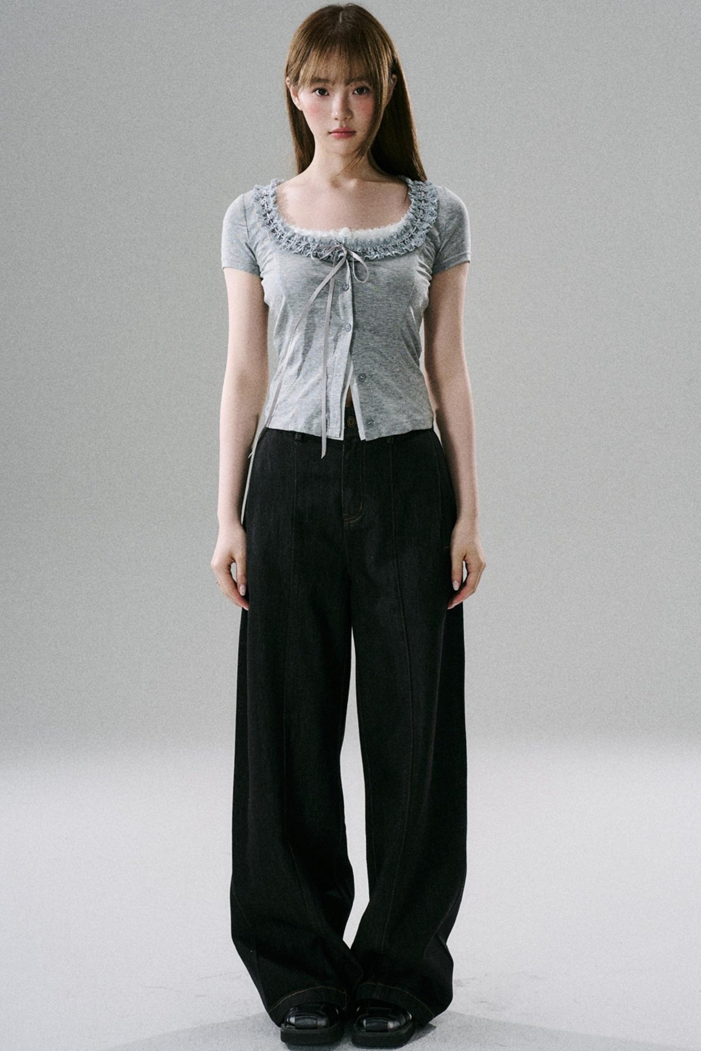 Fake Two-Piece Lace Slim Top