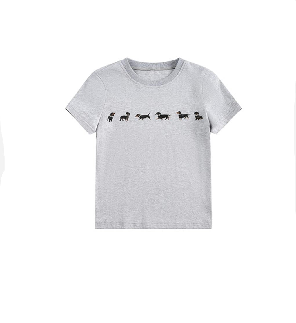 Cute Puppy Print Short Sleeve T-shirt