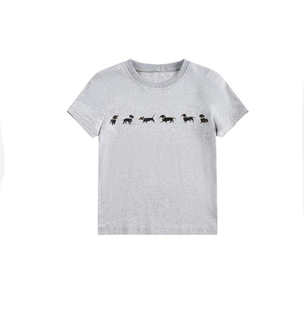 Cute Puppy Print Short Sleeve T-shirt