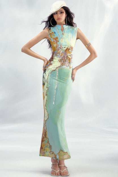 Tri-Color Chinoiserie Dress