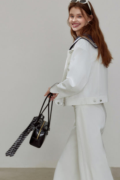 White Denim Short Jacket