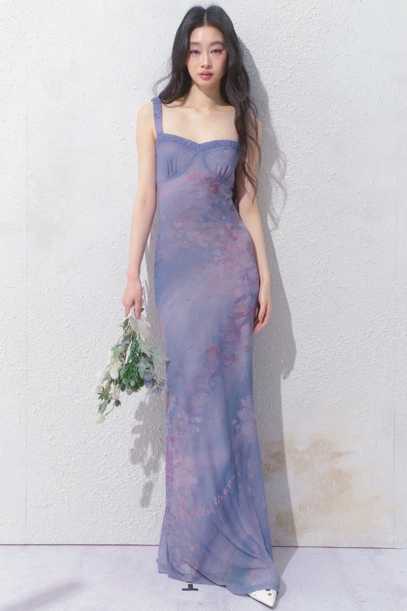 Purple Pleated Summer Dress