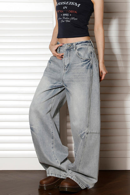 Retro High-Waisted Wide-Leg Jeans