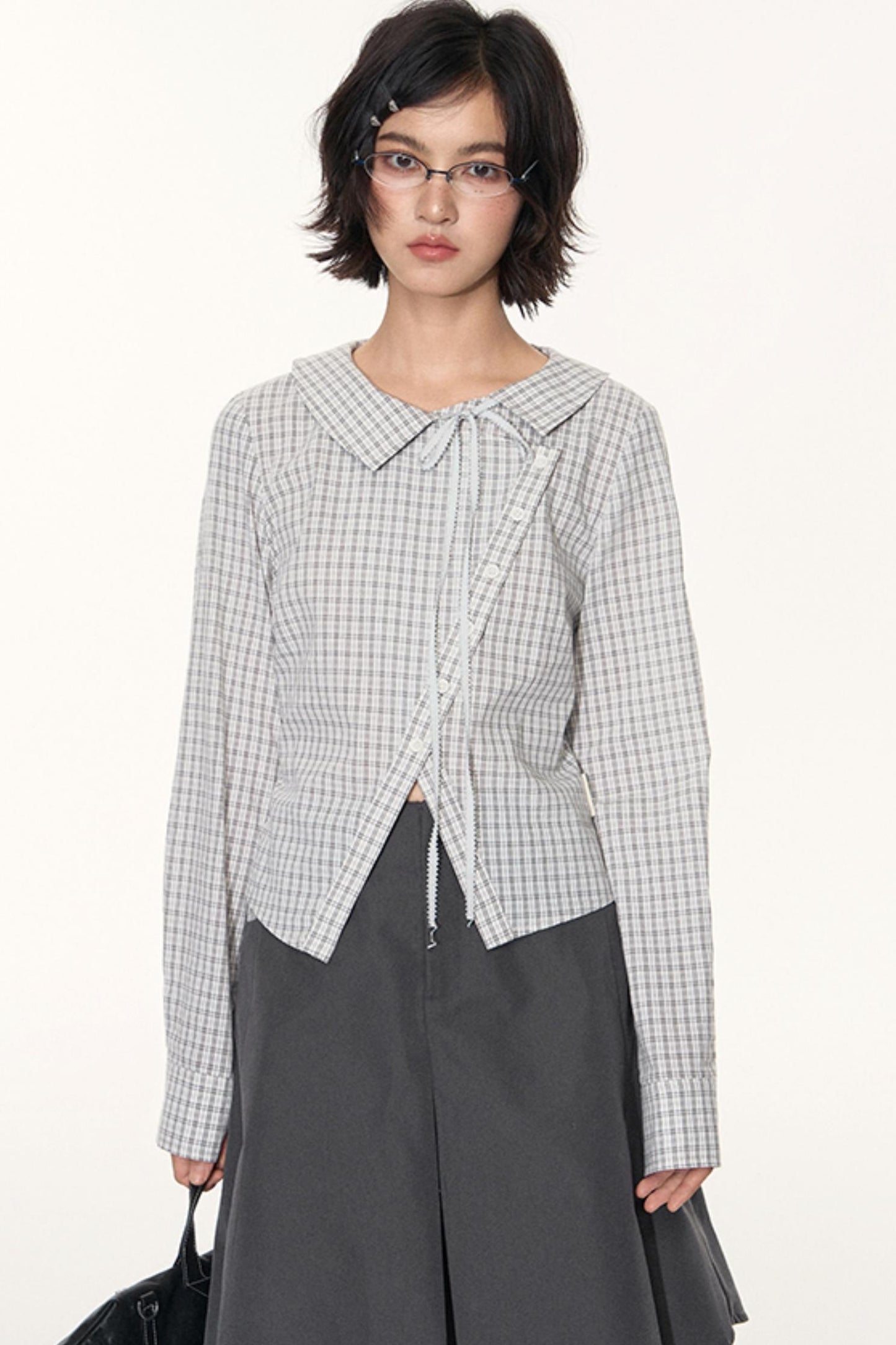 Korean Style Grid Mini Skirt Set-Up