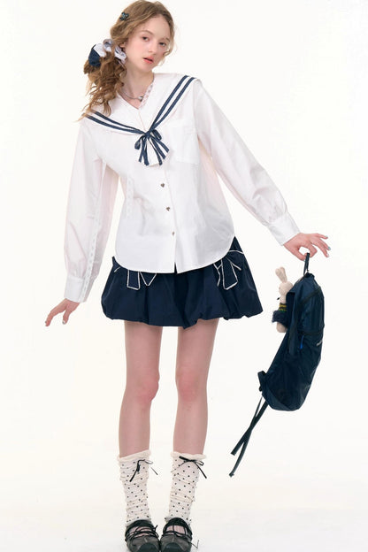 Design Sense Collar Belt Shirt