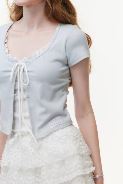 Color Block Knit V-Neck Top