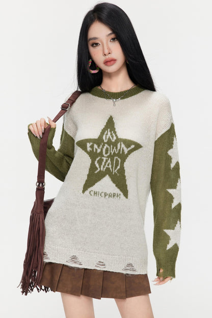 Winter Monogram Color-Blocked Sweater