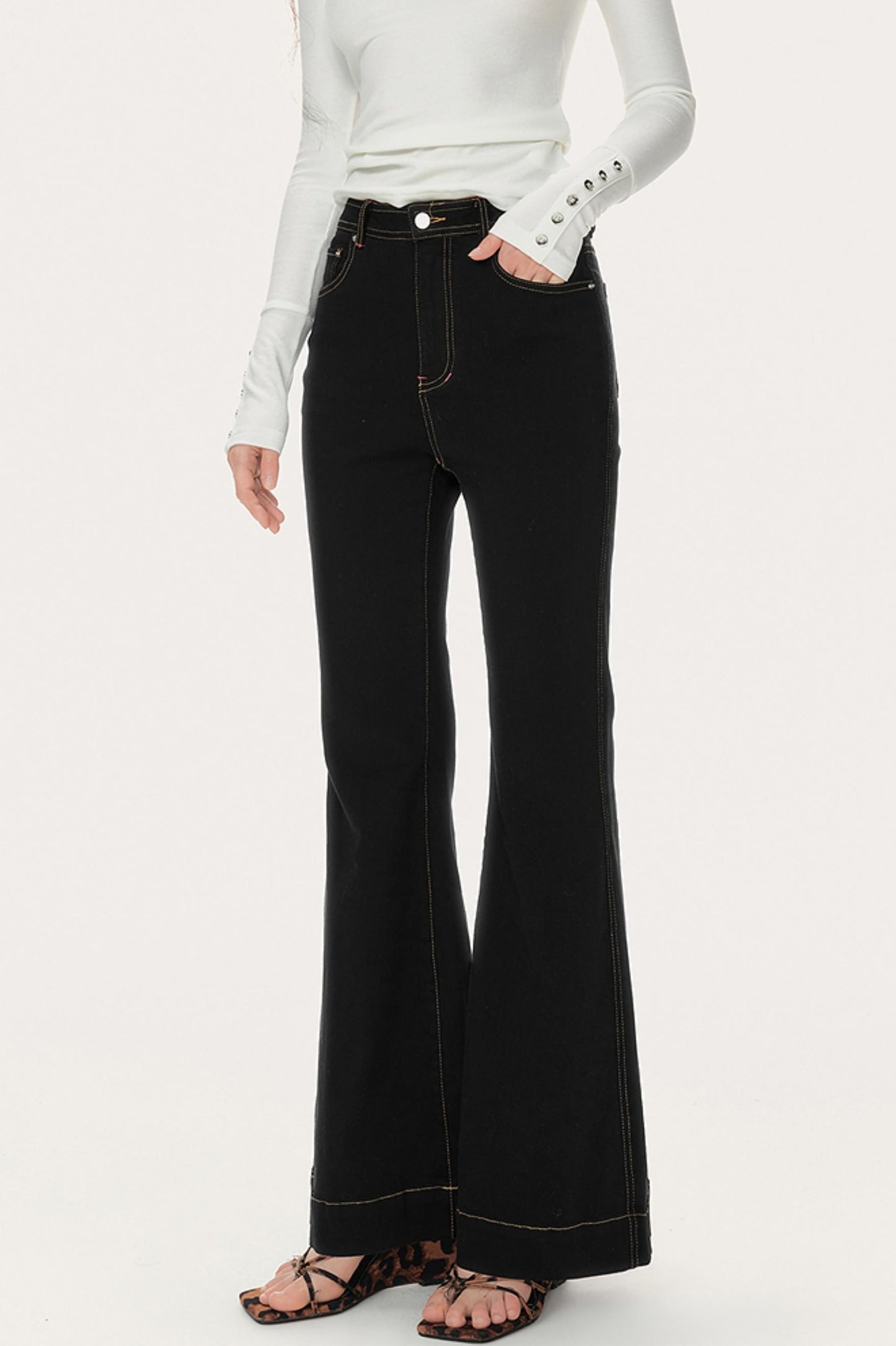 Slim Fit High-Waisted Bootcut Jeans