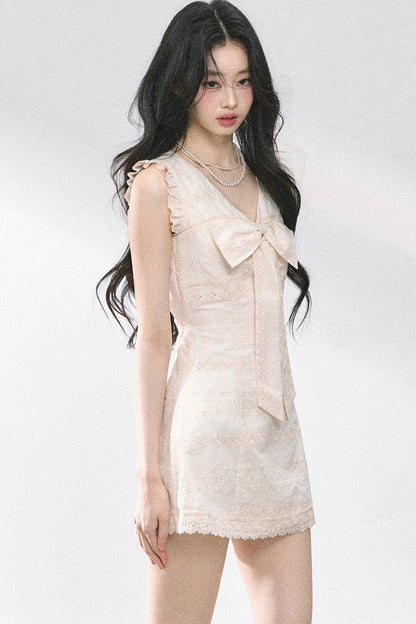 French V-Neck Lace Dress